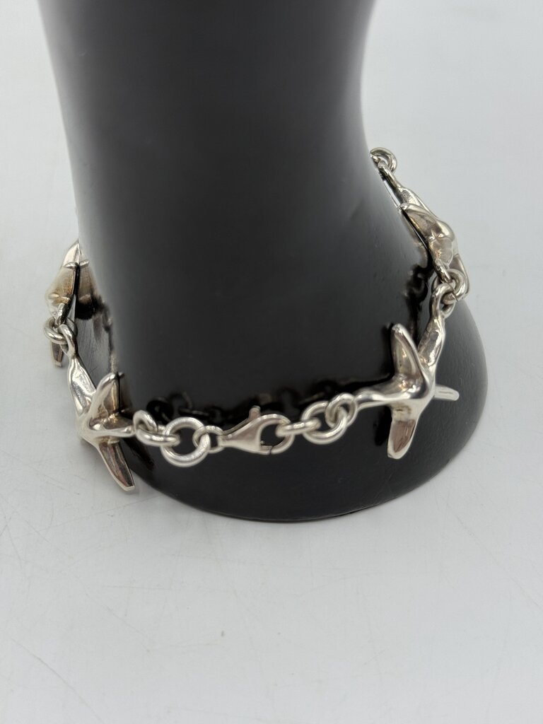 Solid Sterling Silver Bracelet 6 Starfish 22 Grams /ro