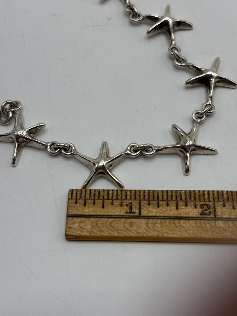 Solid Sterling Silver Bracelet 6 Starfish 22 Grams /ro