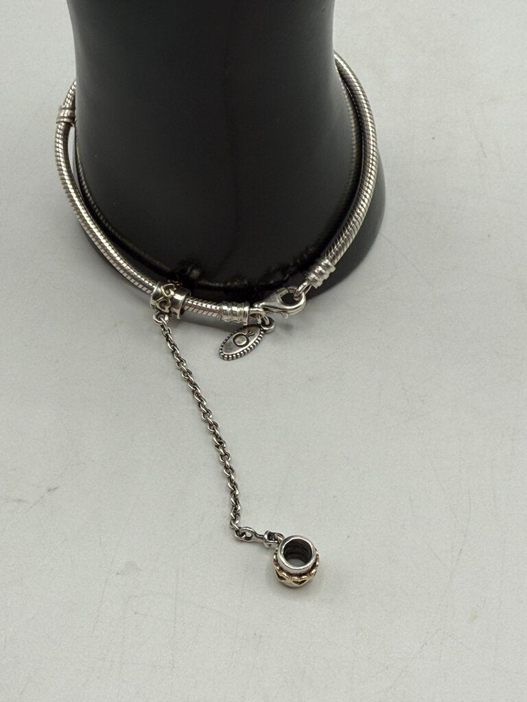 Genuine Pandora Moments Snake Chain Bracelet w/Safety Chain 925 Sterling /ro