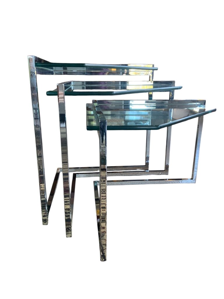 Set Of 3 Glass Nesting Tables