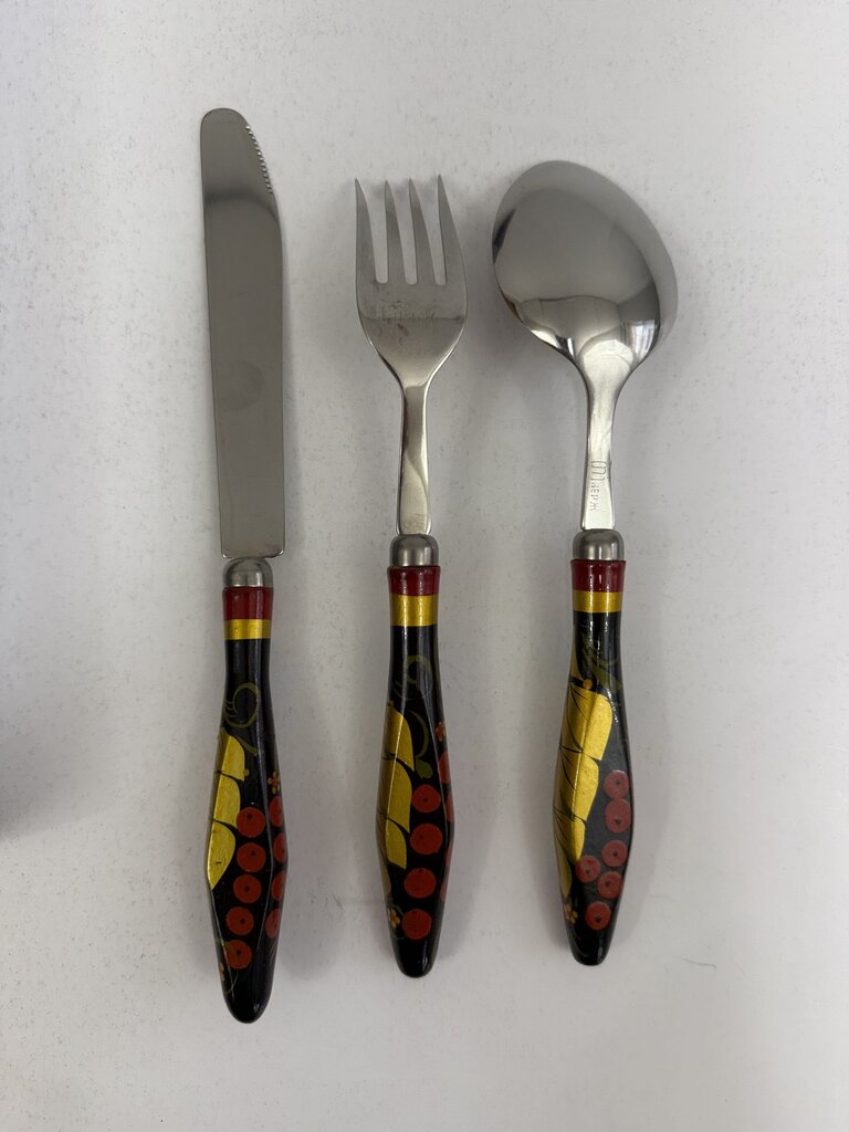 Handpainted Ukrainian Folk Art Flatware 30 pcs. /rw