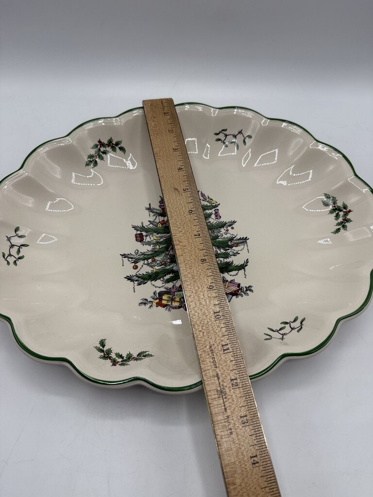 Spode Christmas Tree Large Scalloped Oval Serving Tray /rb