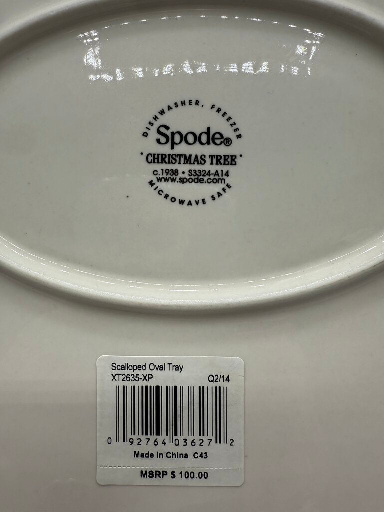 Spode Christmas Tree Large Scalloped Oval Serving Tray /rb