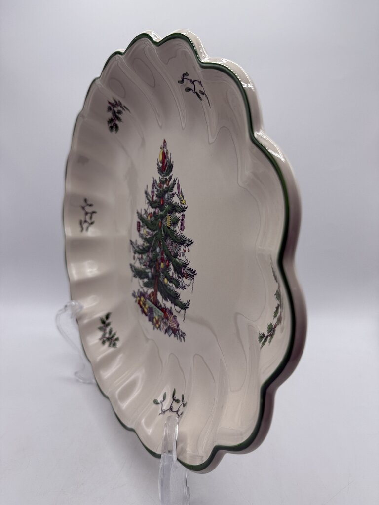 Spode Christmas Tree Large Scalloped Oval Serving Tray /rb