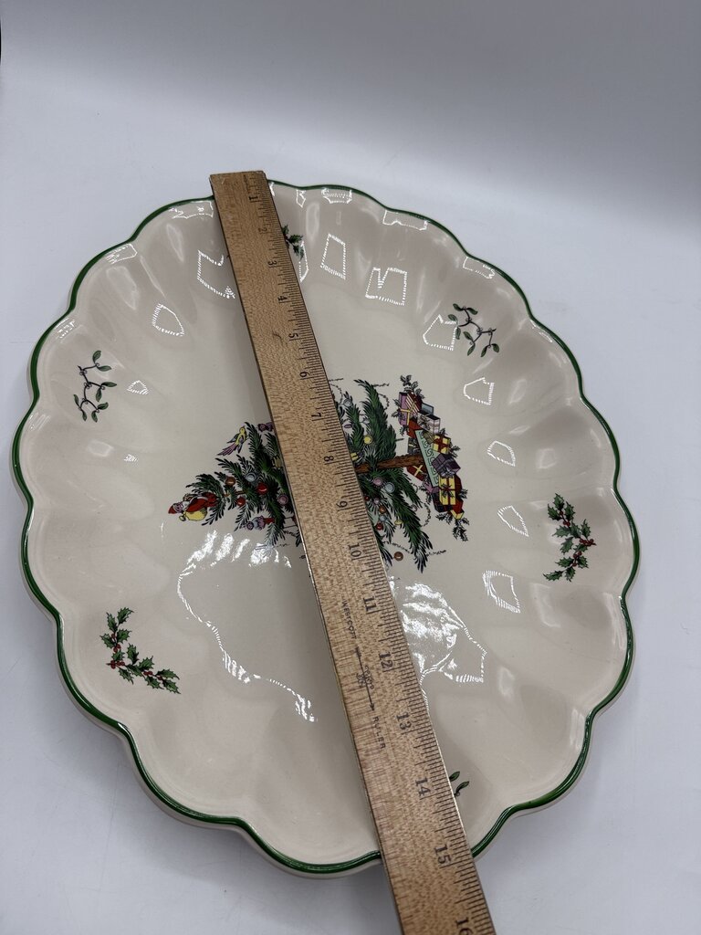 Spode Christmas Tree Large Scalloped Oval Serving Tray /rb