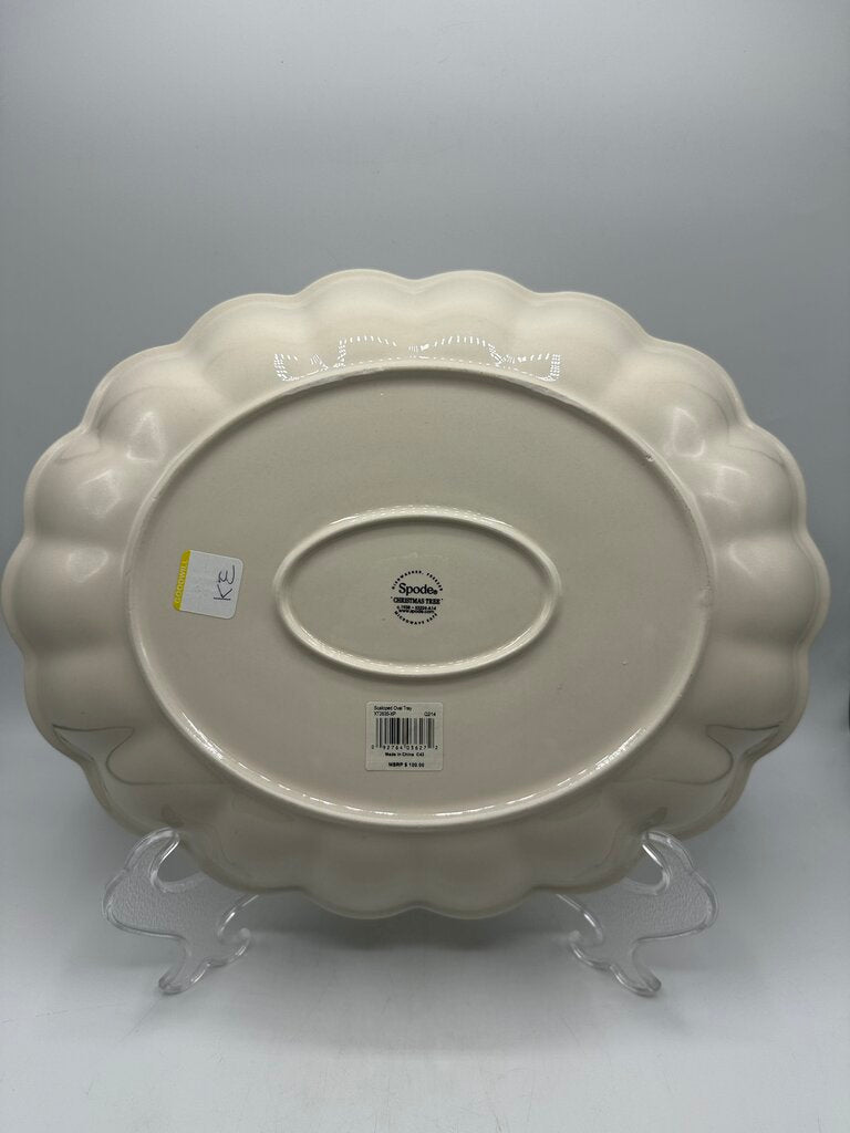 Spode Christmas Tree Large Scalloped Oval Serving Tray /rb