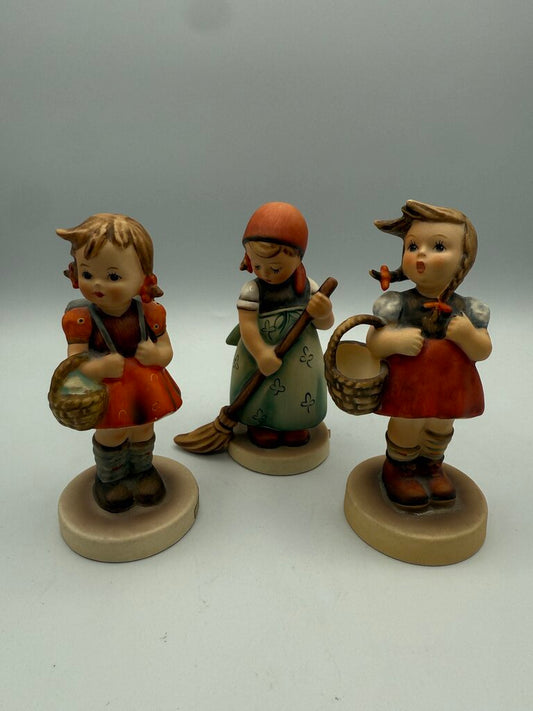 Set of 3 VTG Goebel M.J Hummel Girls Little Sweeper, Little Shopper, School Girl /roh