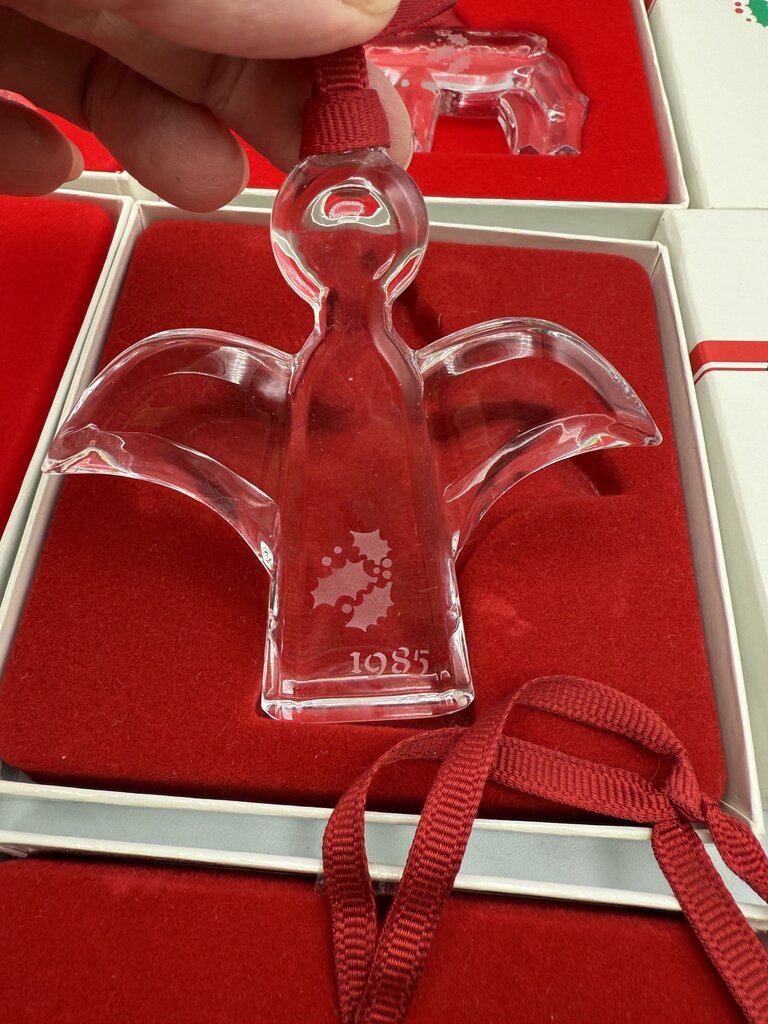 Lot of 6 VTG Orrefors Crystal Christmas Ornaments 1984-89 w/Box /ro