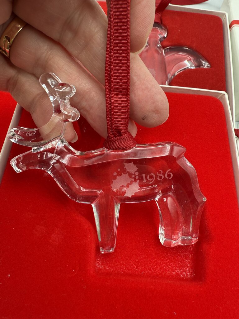 Lot of 6 VTG Orrefors Crystal Christmas Ornaments 1984-89 w/Box /ro