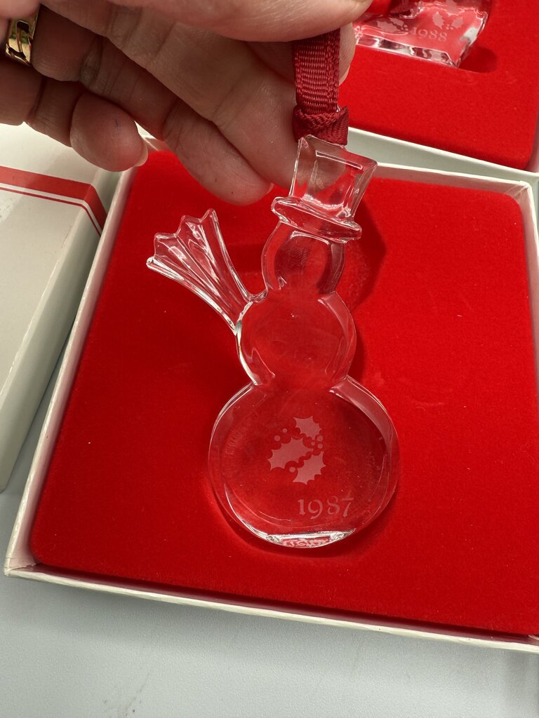 Lot of 6 VTG Orrefors Crystal Christmas Ornaments 1984-89 w/Box /ro