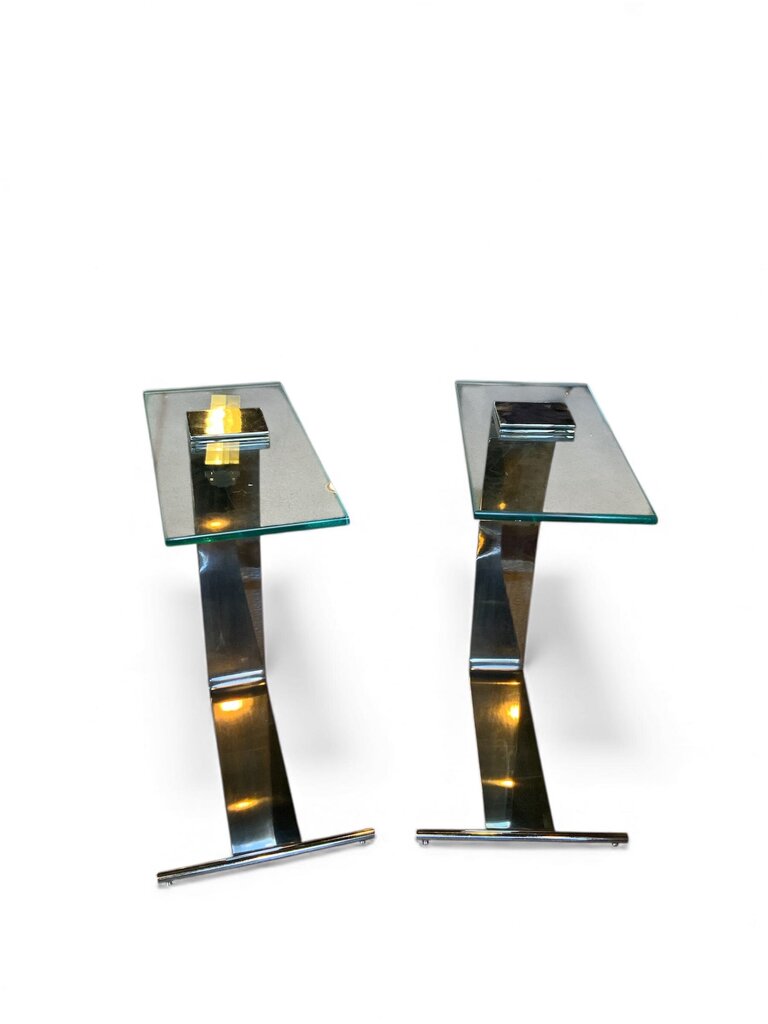 Glass And Chrome Small Side Table