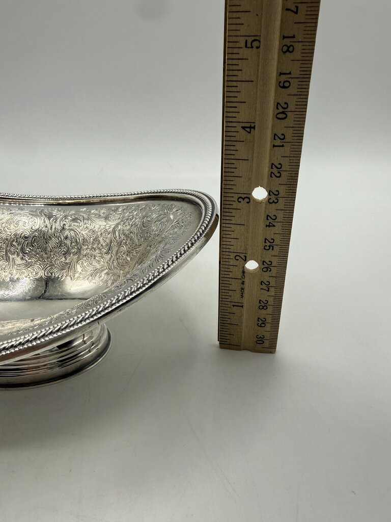 VTG Barker Ellis Silverplate Pedestal Oval Bon Bon Dish England /ro