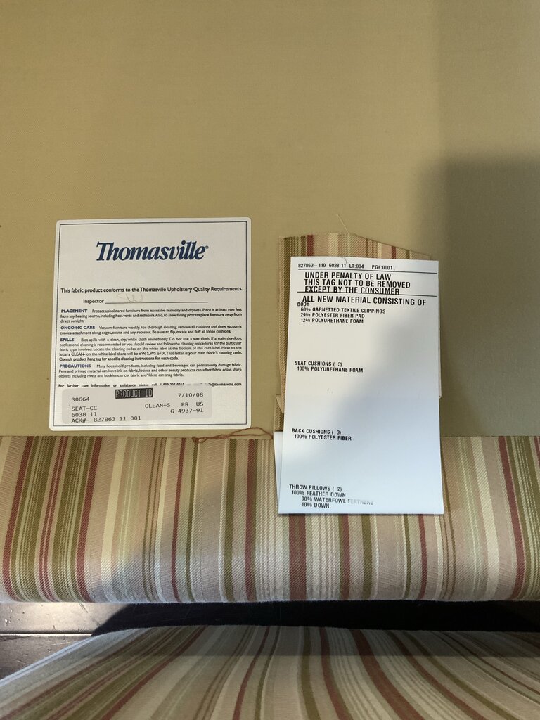 Green And Brown Stripped 3 Seater Couch