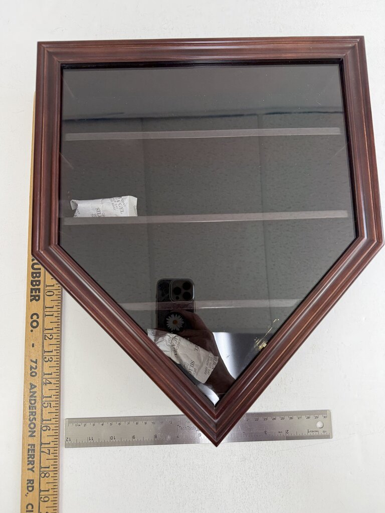 12 Baseball Cherry Wood Display Case for Wall w/ key /rb