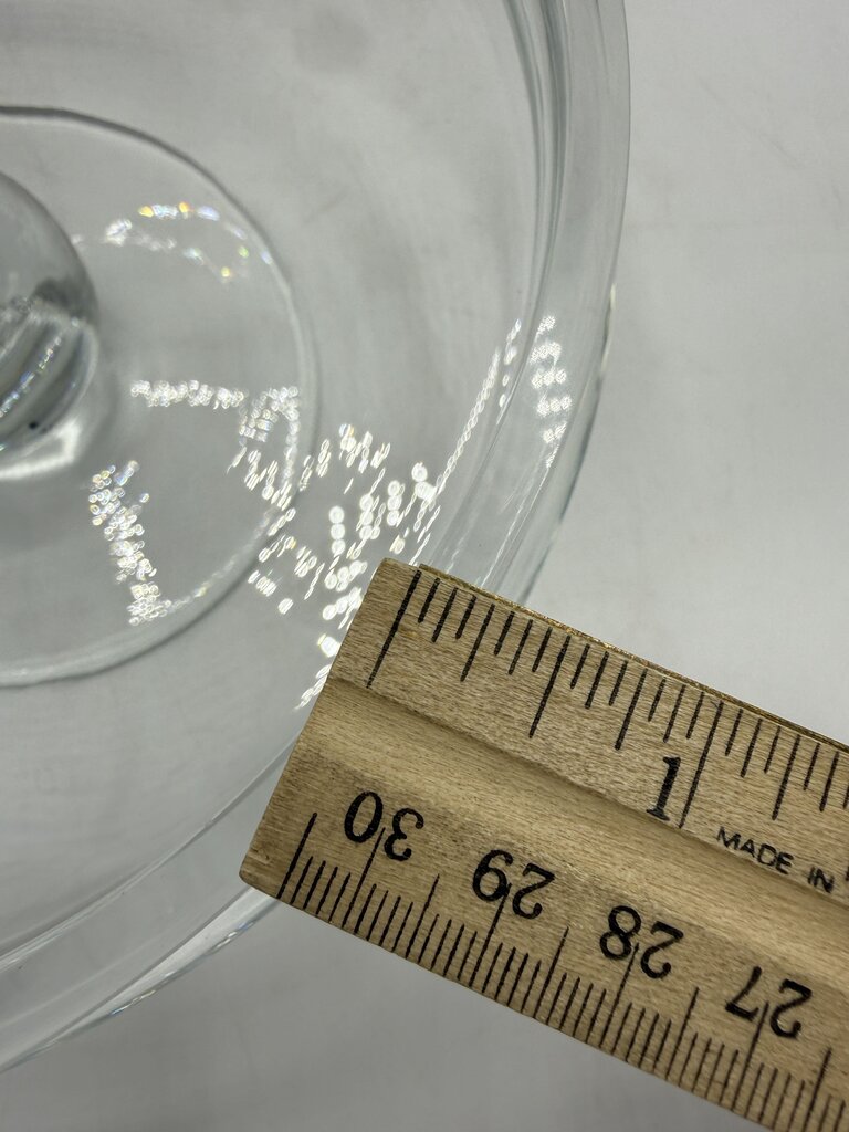 Heavy Clear Swirled Glass Pedestal Cheese/Pastry Dome 8” dia Lid Footed /rw