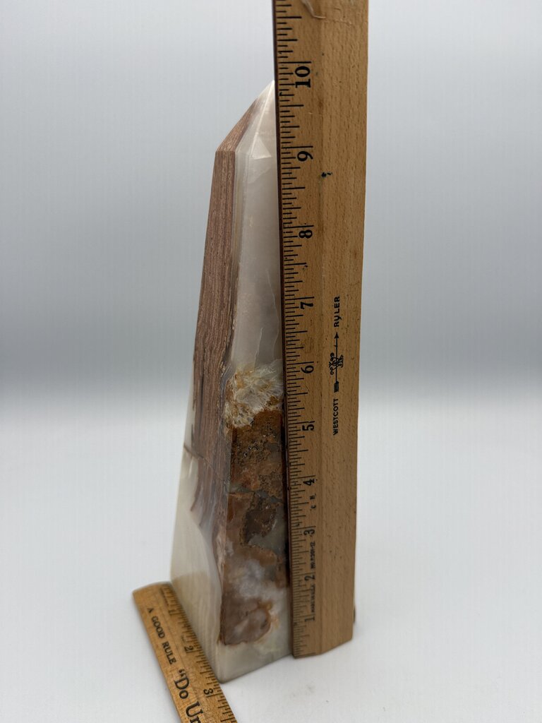 Natural White Onyx Marble Polished Octagon Obelisk Tower 10” /ro