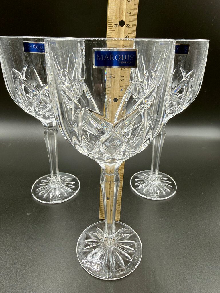 Set of 3 Waterford Marquis Brookside 8.5” Wine Goblets NWT /rw