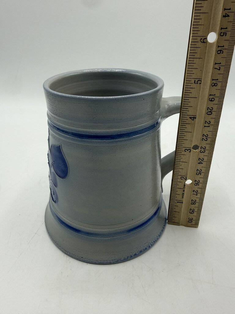 Salt Glaze Mug/Stein Cobalt Blue Floral Theme Inscribed /rw