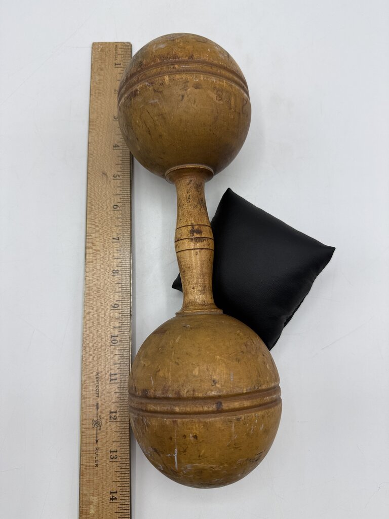 Antique Victorian Wood Dumbell 2 lbs. Decor /ro