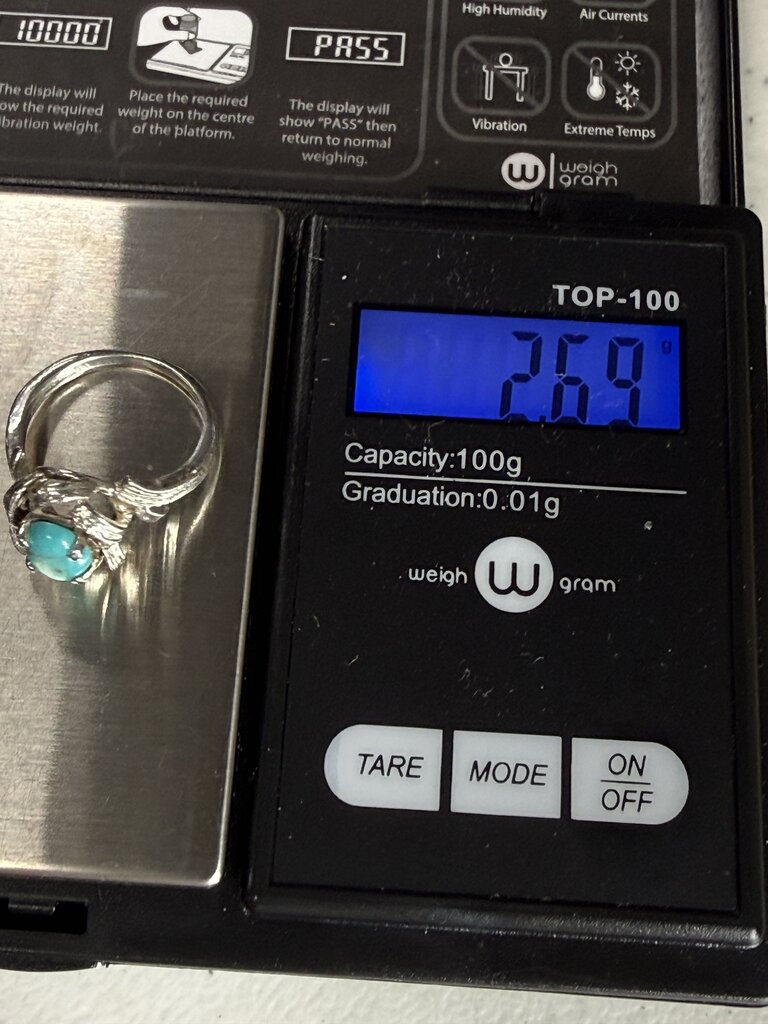 Vtg Sterling Silver Ring with Turquoise Stone Size 5.5 /ro