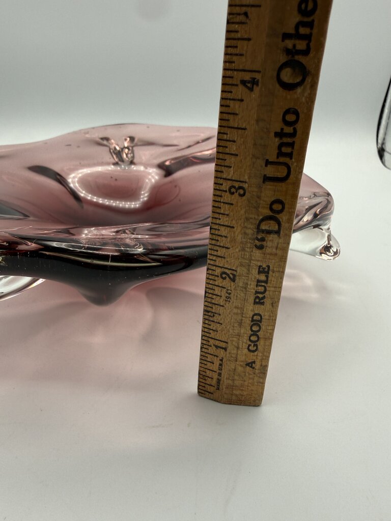 MCM Amethyst Purple Blown Glass Flower Shape Bowl 8.5” /ro