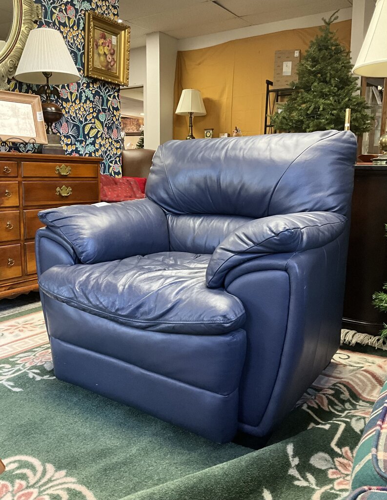 Navy Blue Leather Arm Chair