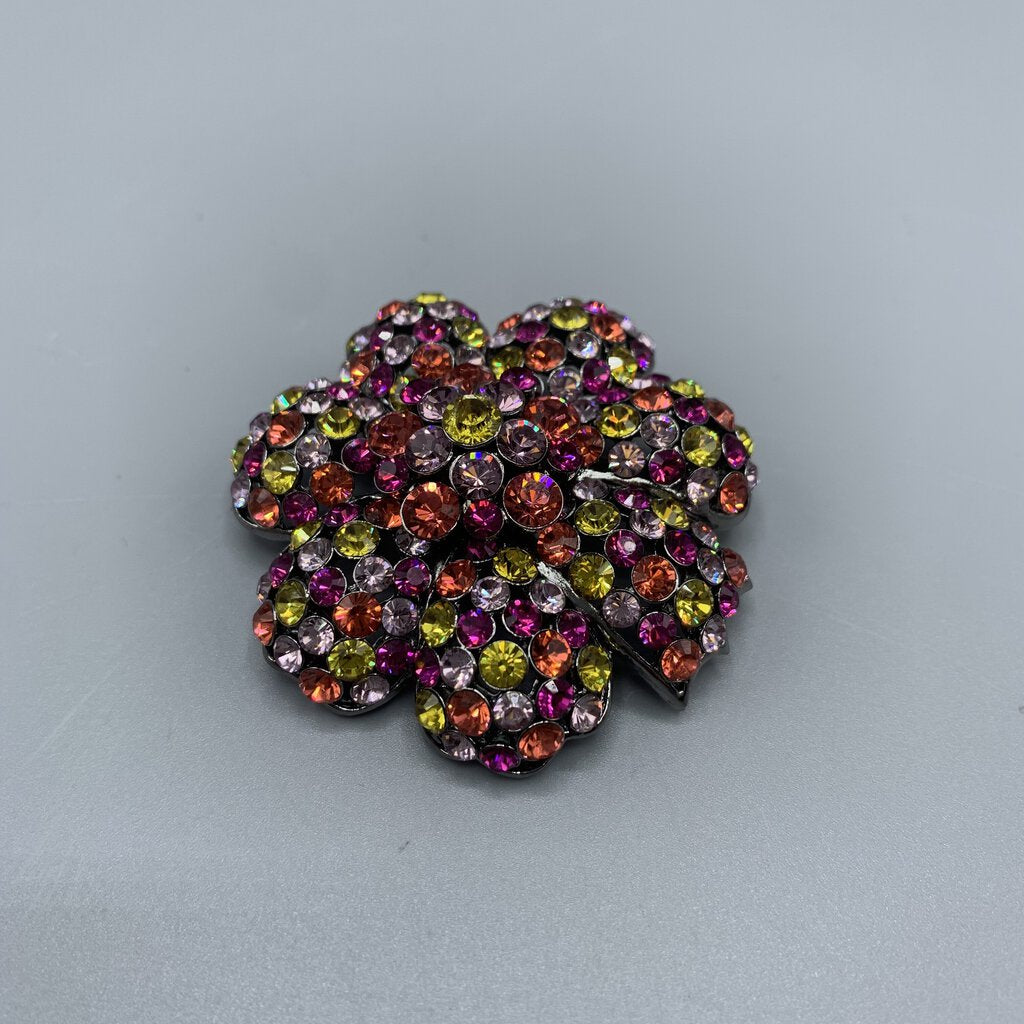 Vintage Joan Rivers Multi-colored Rhinestone Brooch /hg