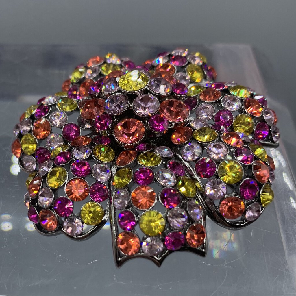 Vintage Joan Rivers Multi-colored Rhinestone Brooch /hg