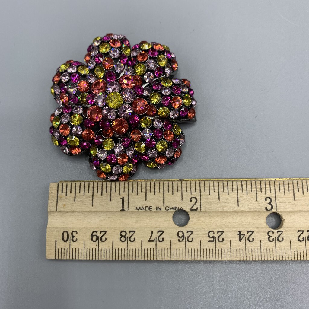 Vintage Joan Rivers Multi-colored Rhinestone Brooch /hg