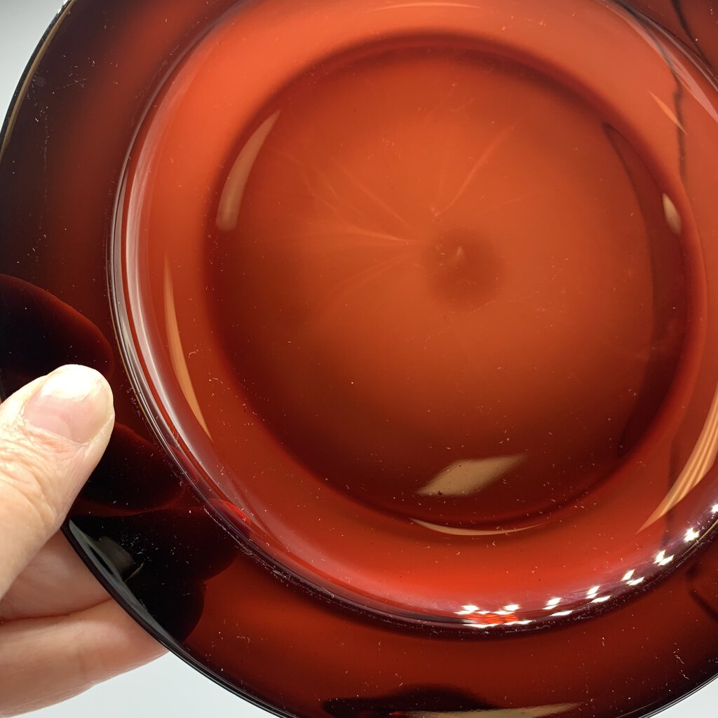 Vintage Arcoroc France Ruby Red Salad Plates Set/3 /hg