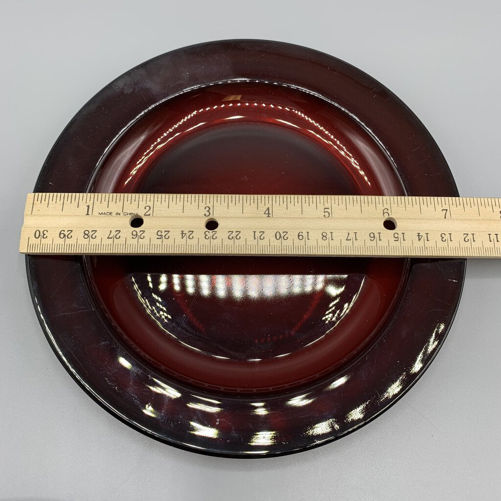 Vintage Arcoroc France Ruby Red Salad Plates Set/3 /hg