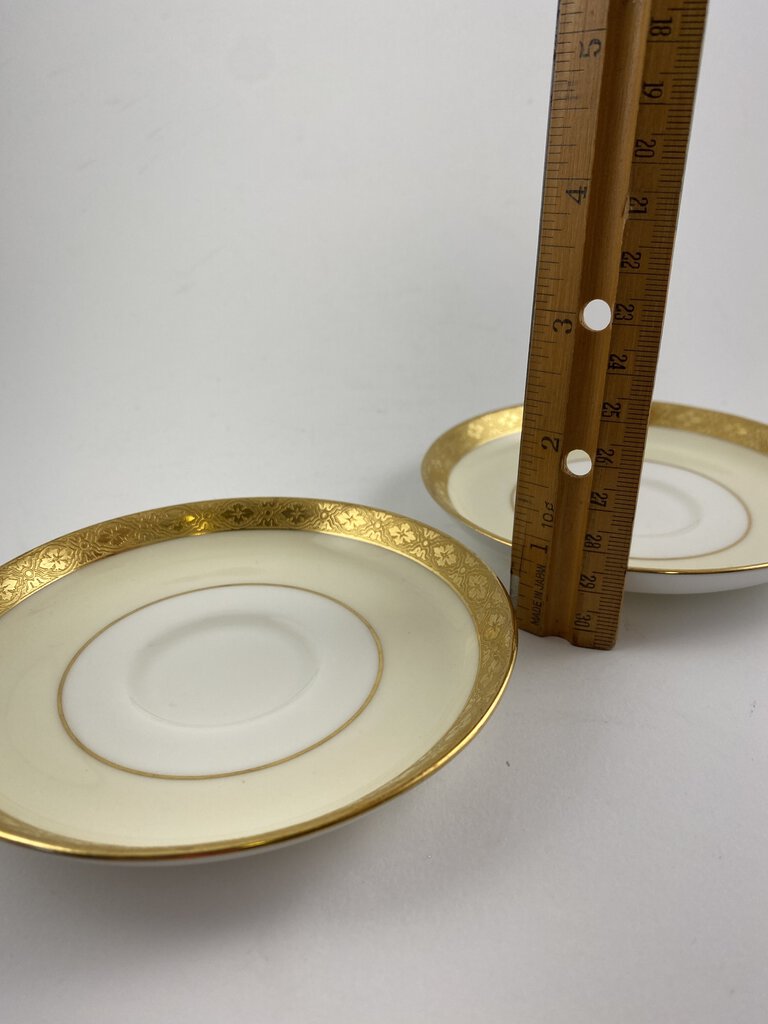 Minton Tiffany & Co. New York Made in England Gold Encrusted 5” Saucers set of 2 /r