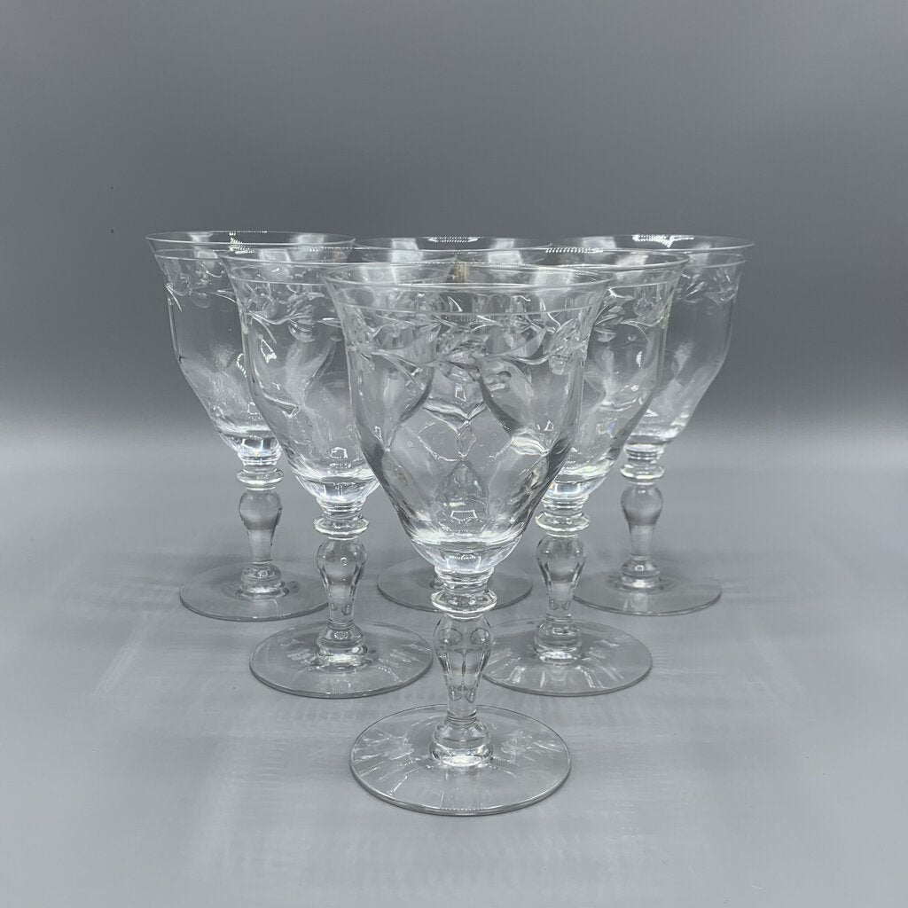 Set of 6 Vintage Hawkes “Sylvia” Cut Crystal Wine/Water Glasses /hg