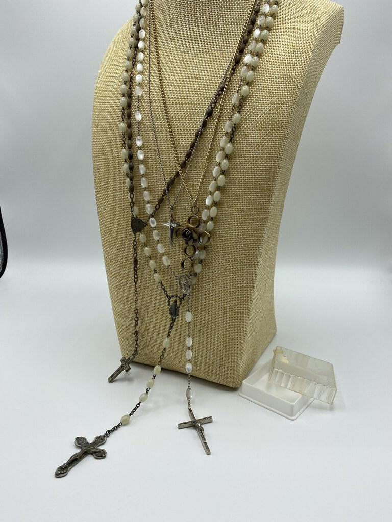 Vintage set of Rosaries, Cross Pendant Necklaces Unique! /ro