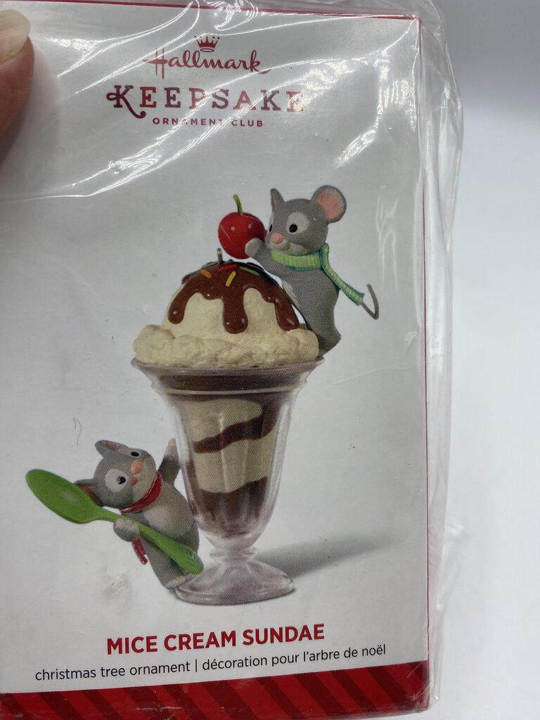 Hallmark Keepsake 2014 Ornament Club “Mice Cream Sundae” Christmas Tree Ornament NIB /ro