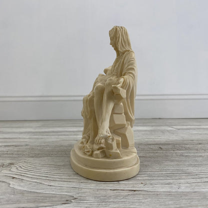 Vintage Stone Composite Pieta Sculpture; Mother of Christ Figurine /bh