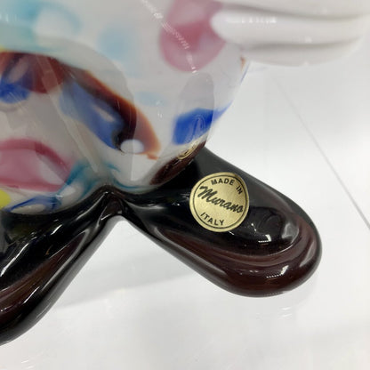 Vintage Colorful Murano Glass Clown w/ Blue Bow Numbered /b