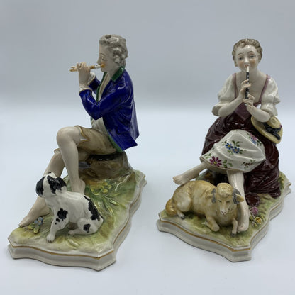 Pair of Vintage Franz Wittmer German Dresden Figurines /hg