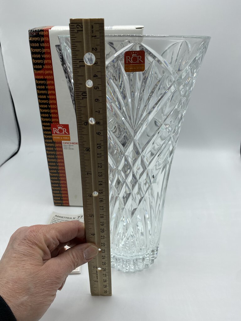 RCR Crystal Orchidea Vase 12” Made in Italy NIB /rb