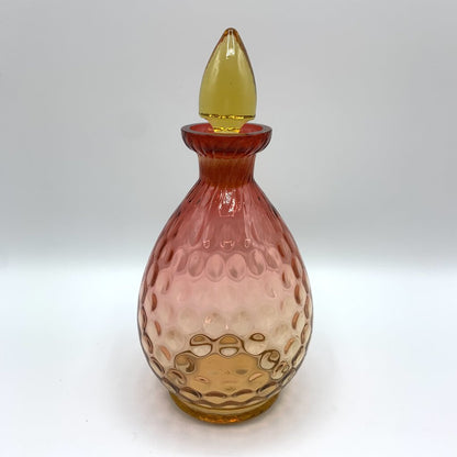 Antique Amberina Cranberry Coin Dot Decanter and Shot Glass Set /hg