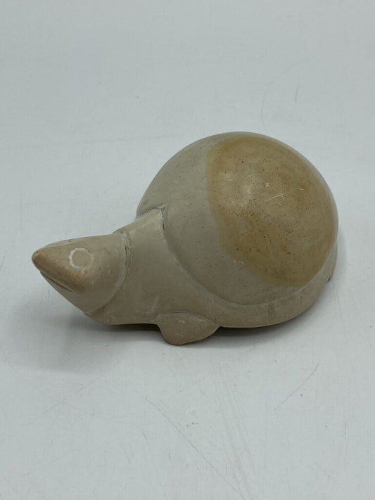 Hand Carved Soapstone Turtle Natural Stone Color /ro