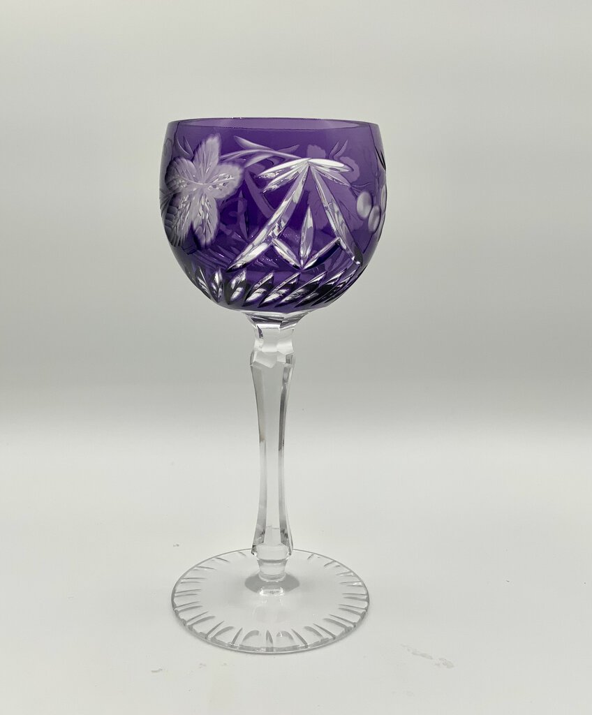 Purple Hand Blown Amethyst Hock Wine Glass Goblet /ah