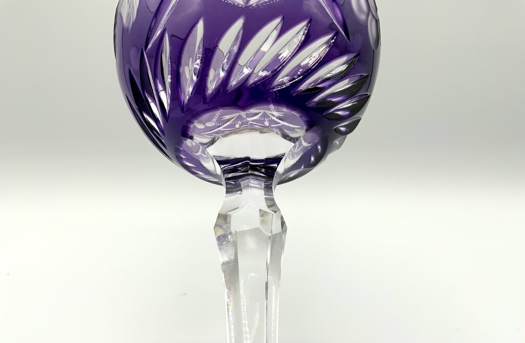 Purple Hand Blown Amethyst Hock Wine Glass Goblet /ah