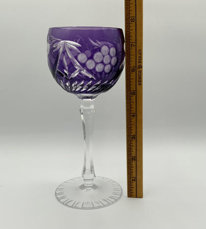 Purple Hand Blown Amethyst Hock Wine Glass Goblet /ah