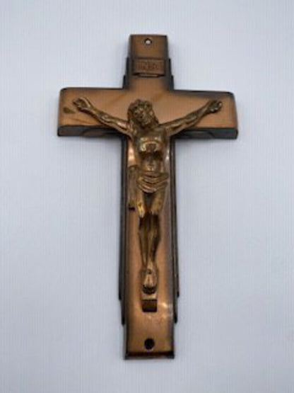 Vintage Bronze/Brass Heavy Dimensional Wall Crucifix /roh