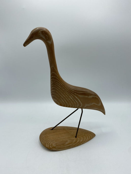MCM Wood Carved Sea Bird Sculpture on Stand /ro