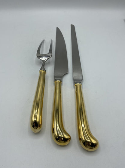 Vintage Two Tone 3 Piece Stainless Carving Set made in Japan /rw