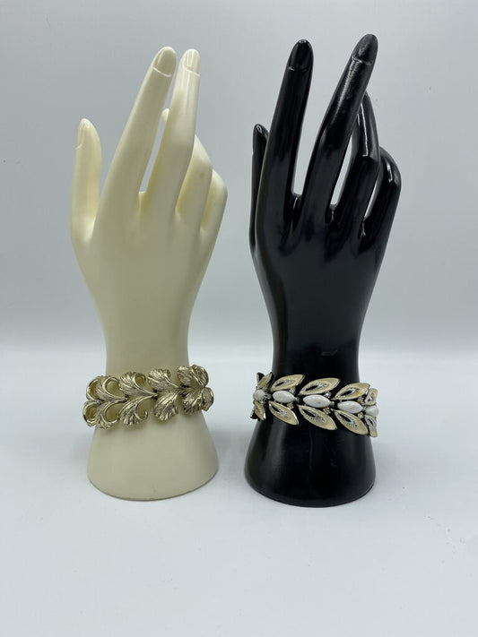 Vintage Costume metal Jewelry set of 2 Bracelets- Lisner-