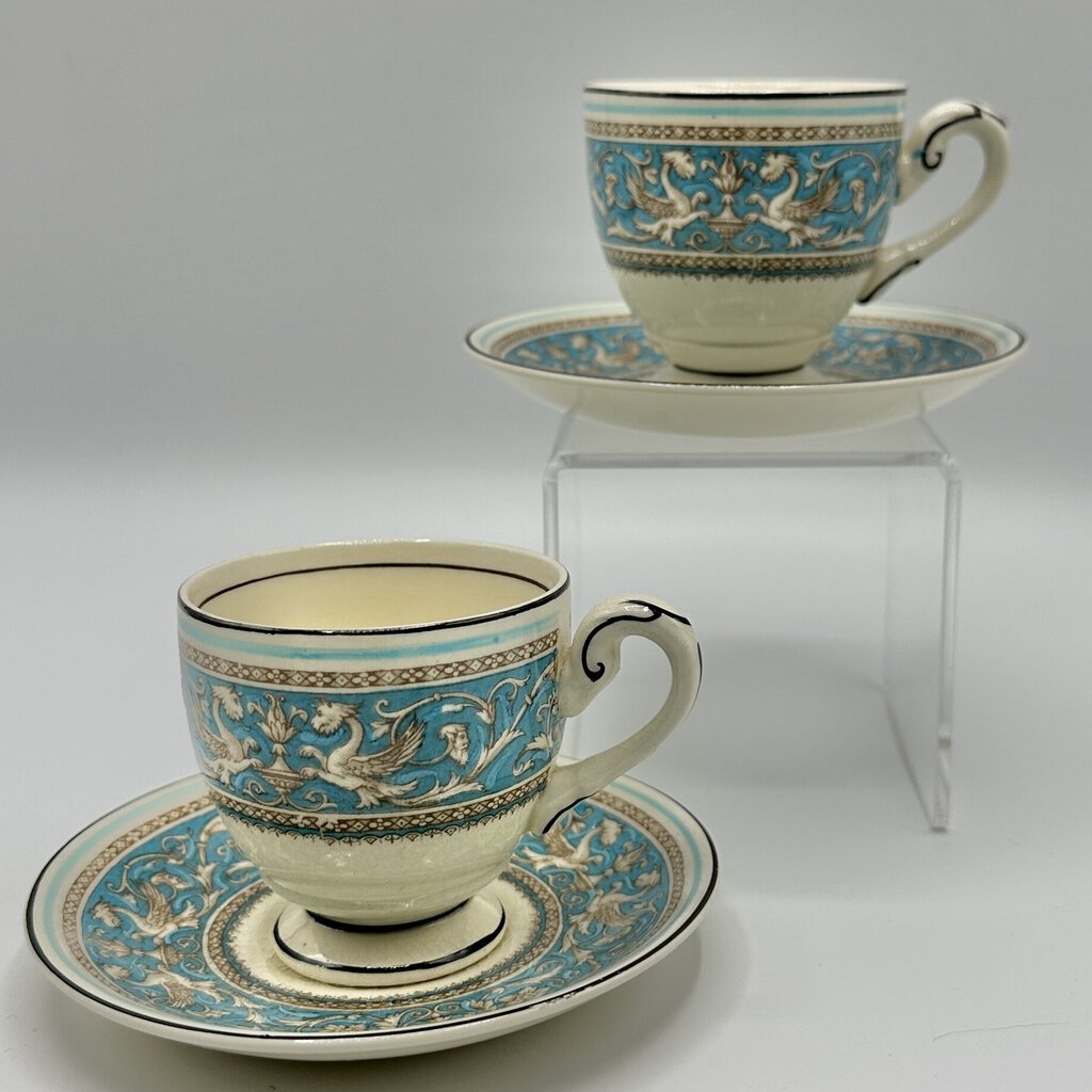 Two Vintage Myott Medici Demitasse Cup & Saucer Sets Staffordshire England /cb