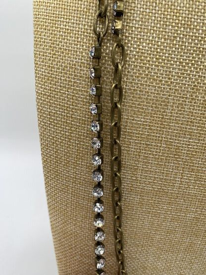 Gerard Yosca 2 Chain Necklaces Rhinestones, Pearls Chain 36” /ro